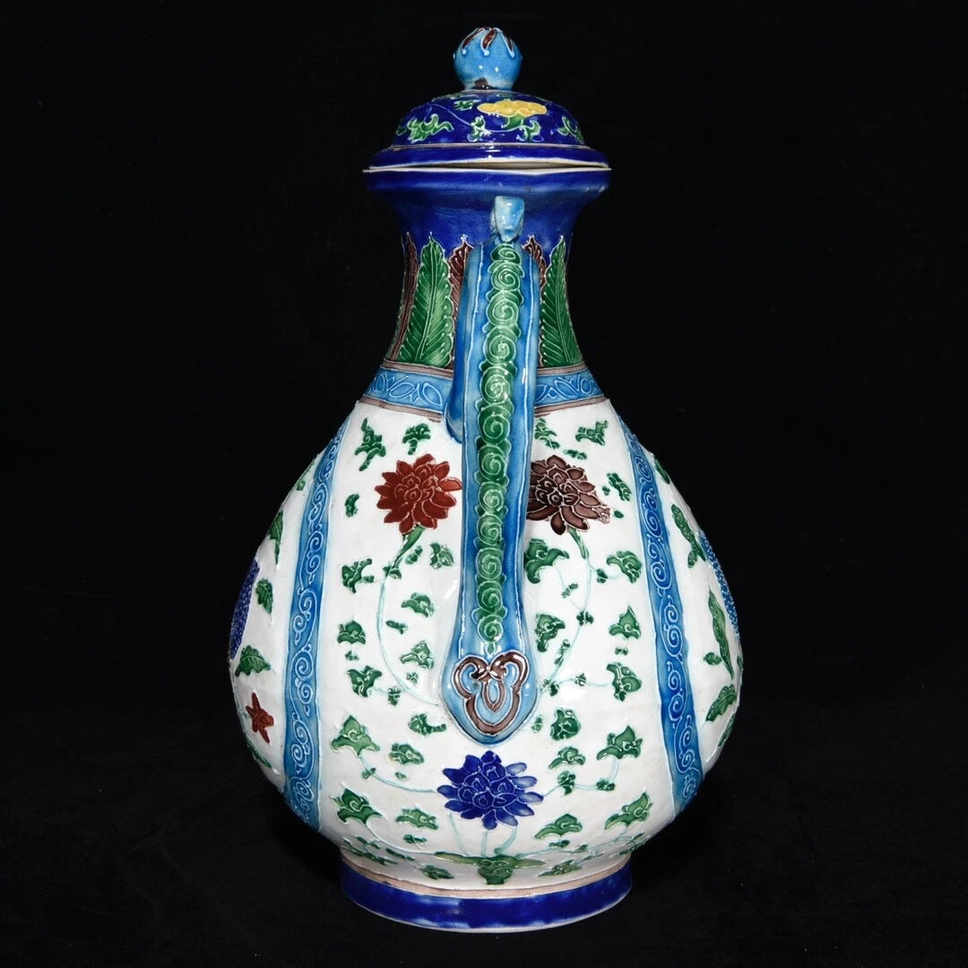 10.2" China Porcelain ming dynasty yongle mark colour enamels peach lotus Teapot | eBay