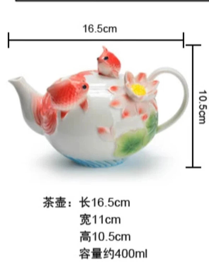 Enamel Coffee Tea Pot Relievo Lotus Porcelain Kettle Ceramic Chinese | eBay