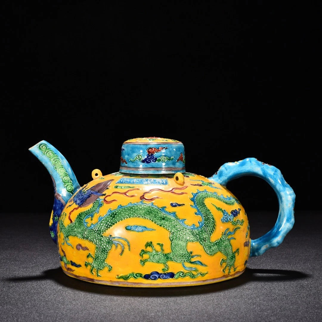 10.2" Old Antique Ming Yongle Mark Porcelain Colour Enamels Bamboo Joint Teapot | eBay