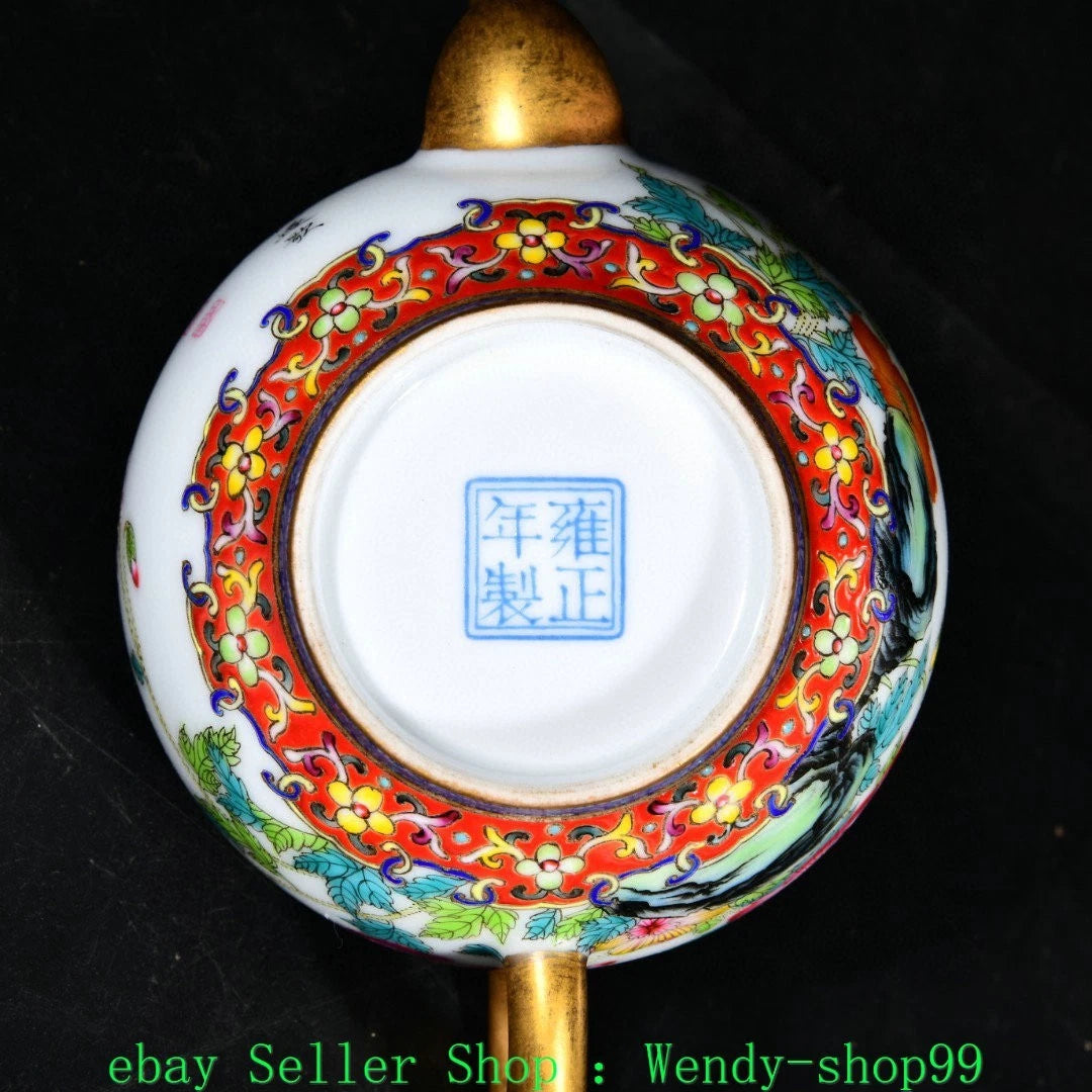 5" YongZheng Marked Colour Enamel Porcelain Gilt Peony Flower Butterfly Teapot | eBay
