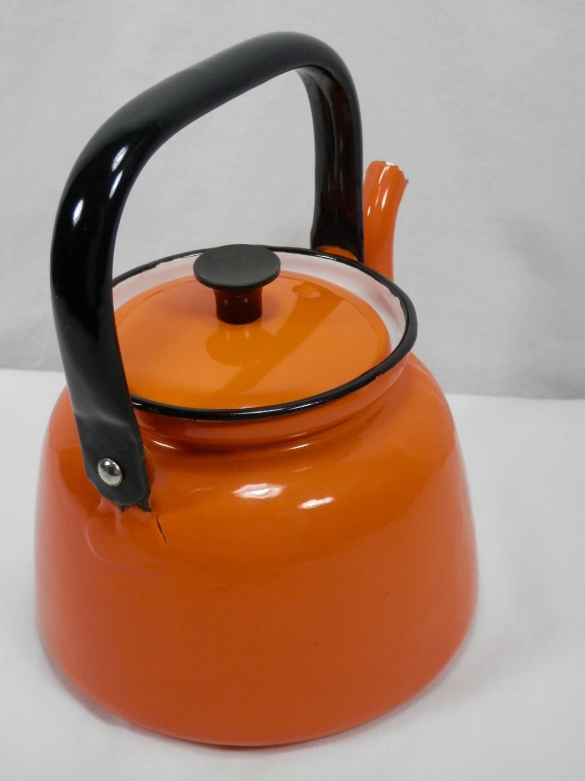 Huta Silesia Orange Enameled Tea Kettle Excellent Vintage retro teapot | eBay