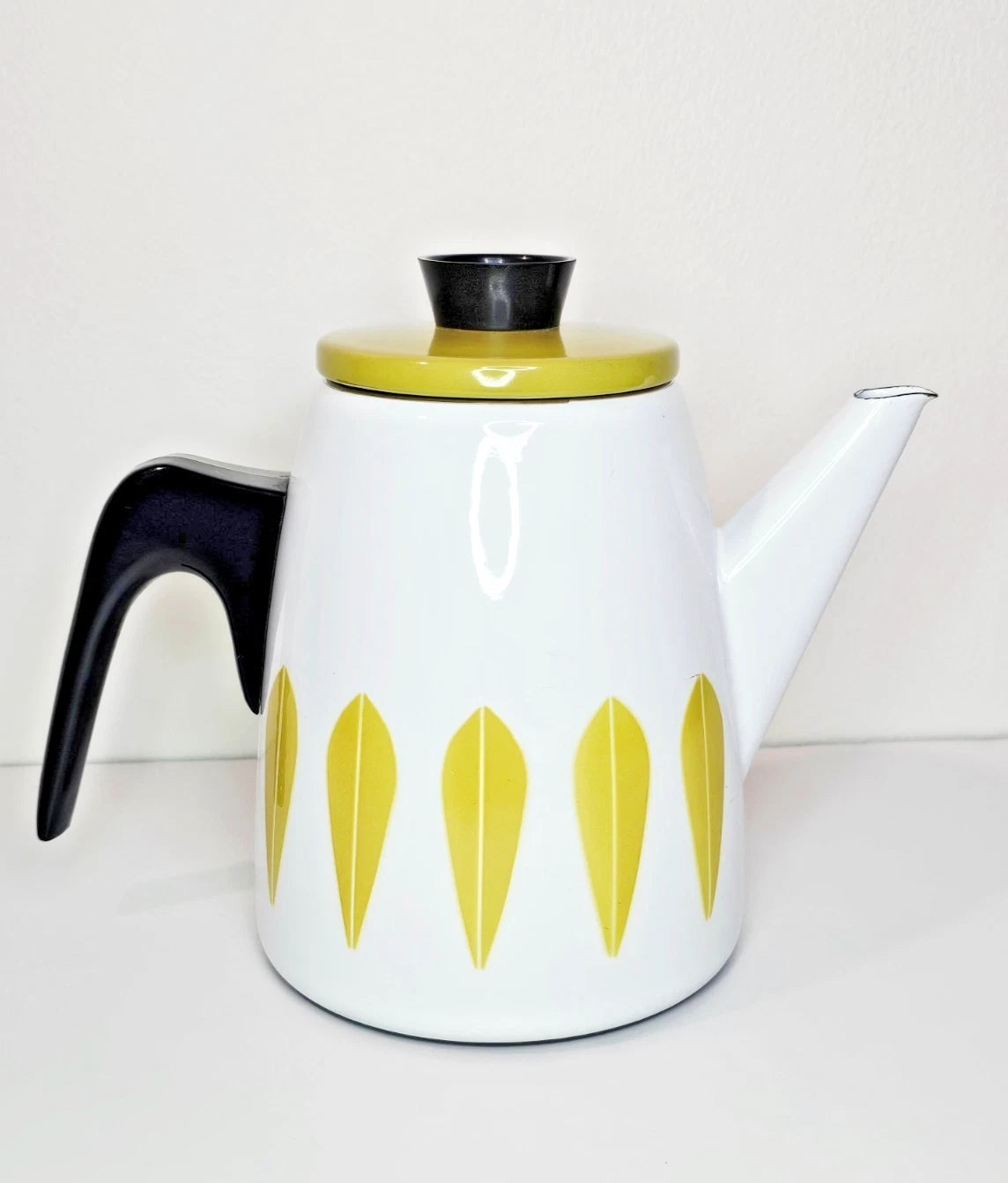 Cathrineholm Lotus Coffeepot White Olive Green Kettle Vintage MCM Teapot Enamel | eBay