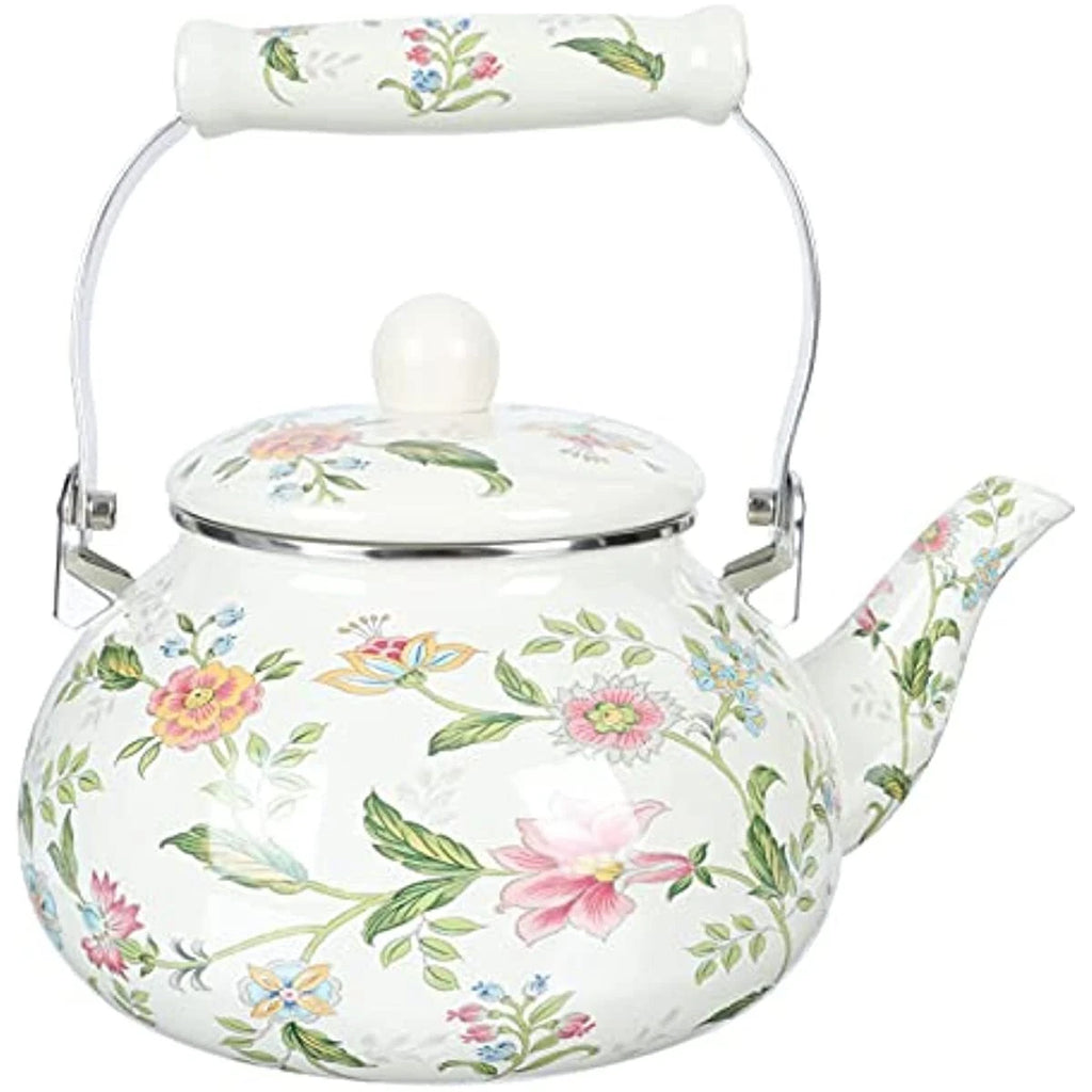 Porcelain Enamel Teakettle Floral Teapot Tea Pot Kettle Stovetop Turk Style | eBay
