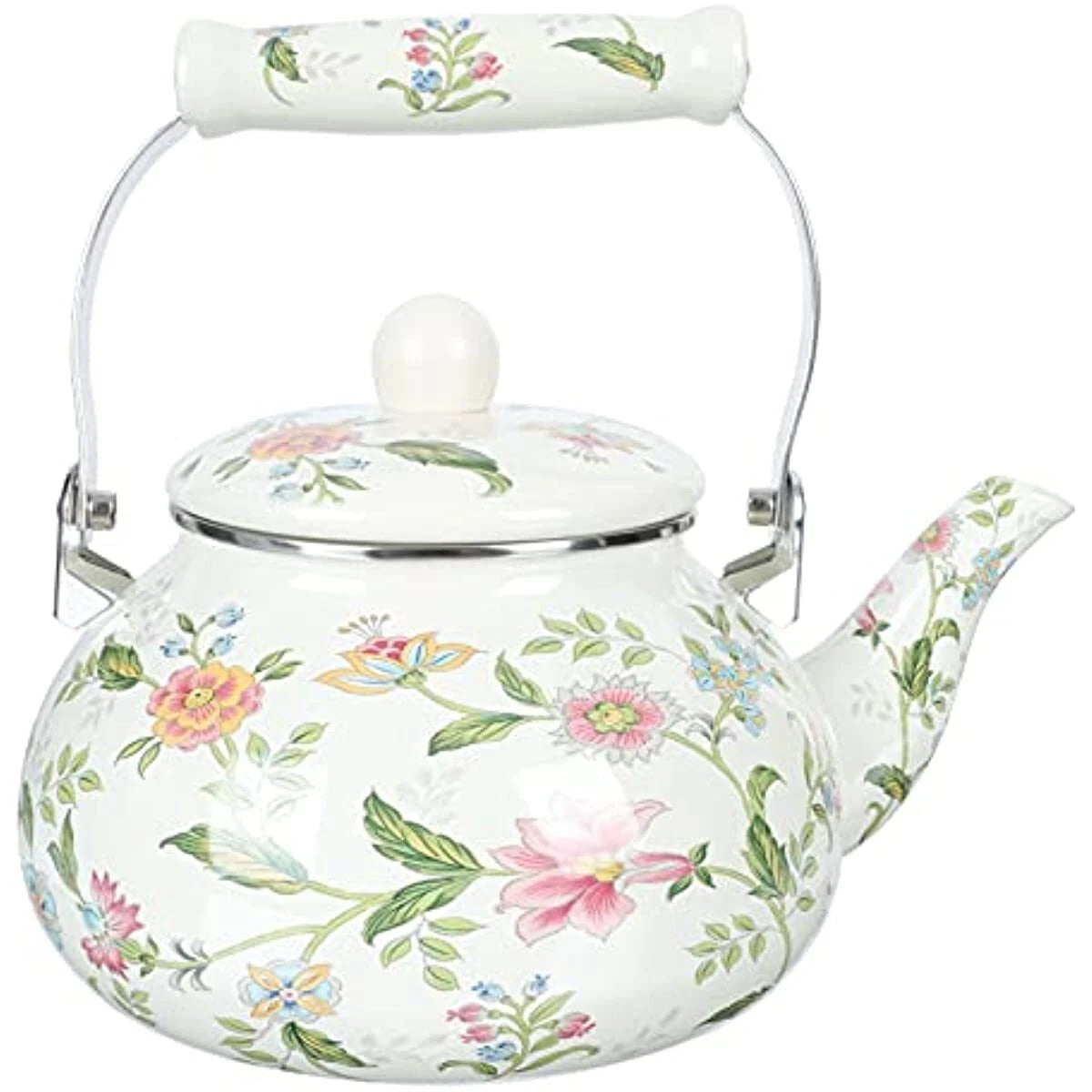 Porcelain Enamel Teakettle Floral Teapot Tea Pot Kettle Stovetop Turk Style | eBay