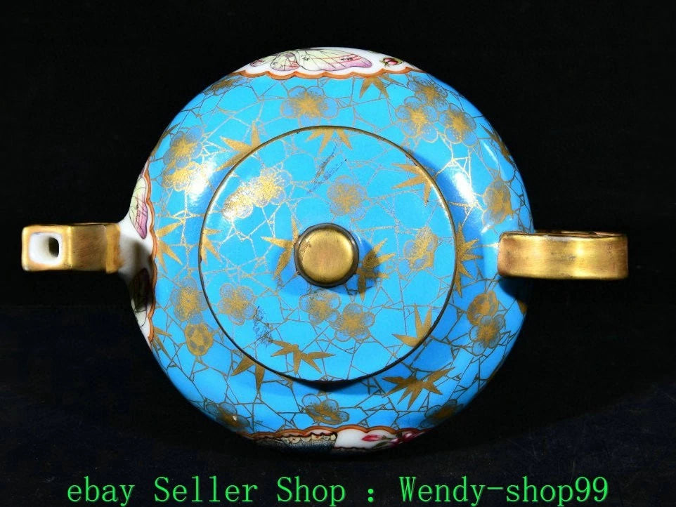 6.2" Qianlong Marked Colour Enamel Porcelain Gilt Butterfly Teapot Teakettle | eBay