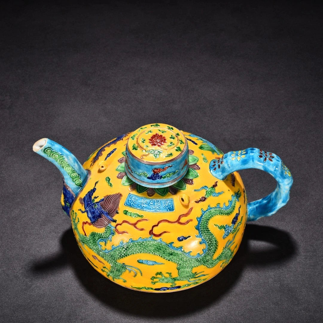 10.2" Old Antique Ming Yongle Mark Porcelain Colour Enamels Bamboo Joint Teapot | eBay