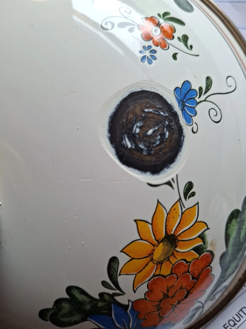 Vtg Enamel Ware Floral Teapot Kettle With Wooden Handle Normandy | eBay