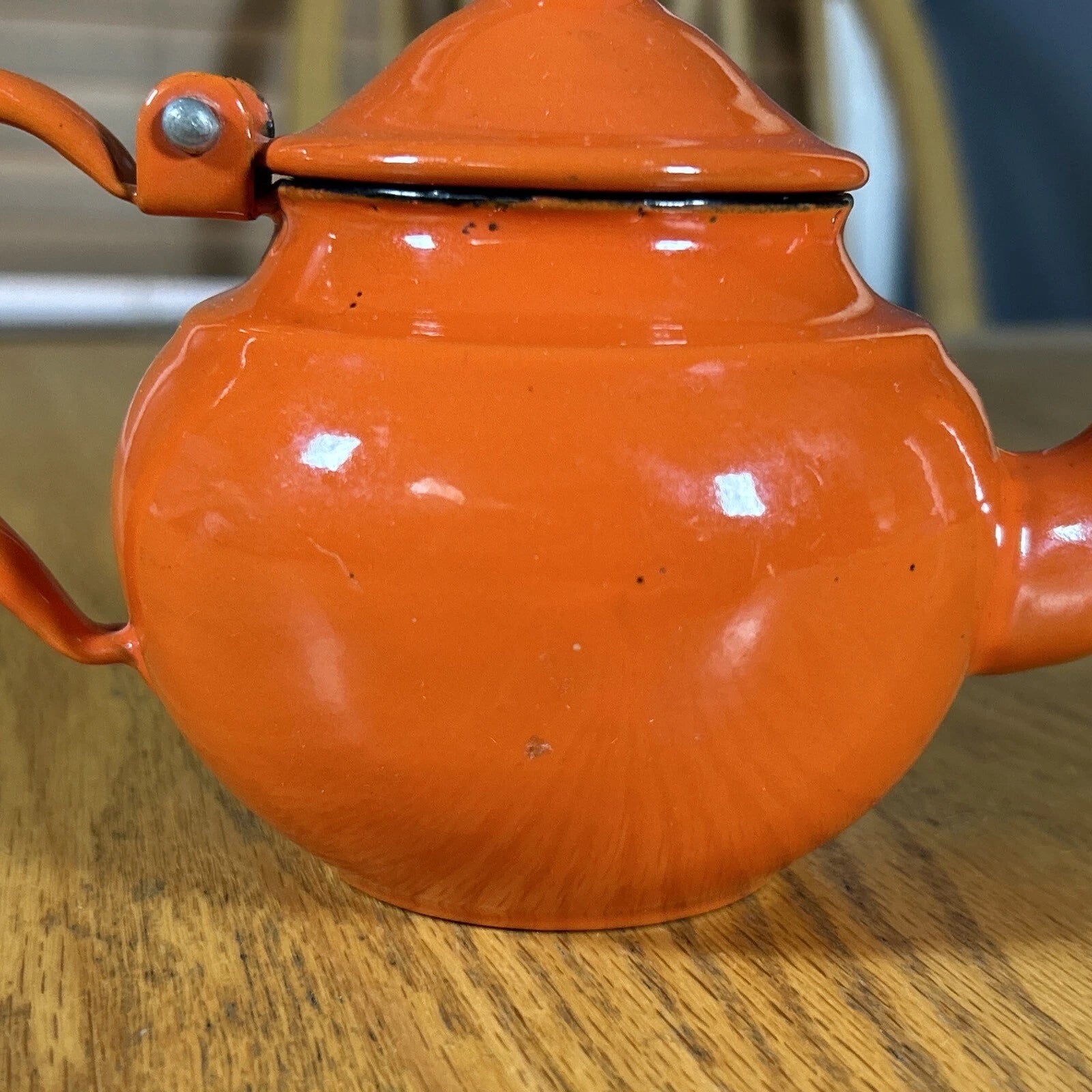 Vintage Teapot Porcelain Enamel Goose Neck Orange Small With Lid Japanese | eBay