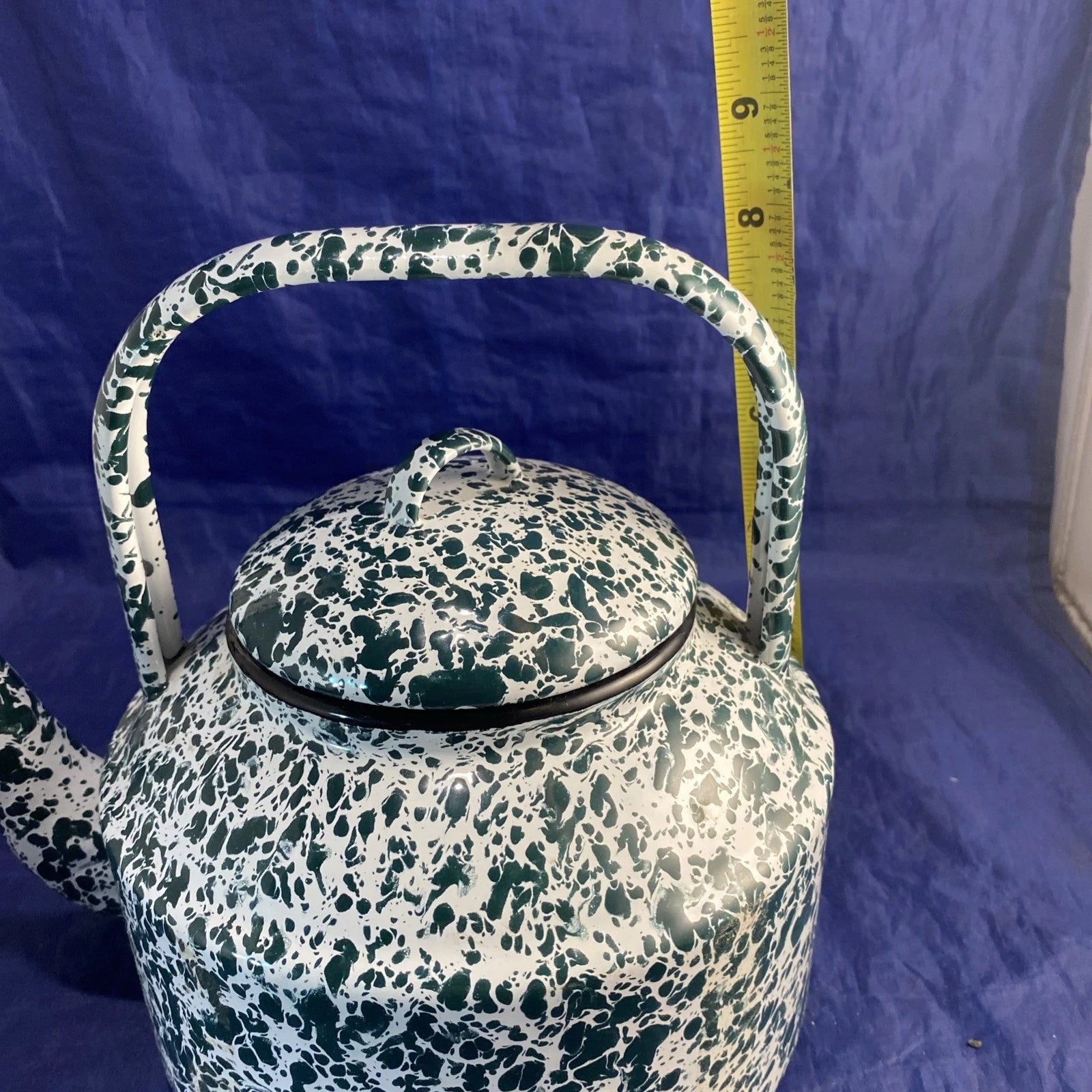 Enamel Ware Teapot Green And White Speckled Splatter EnamelWare New | eBay