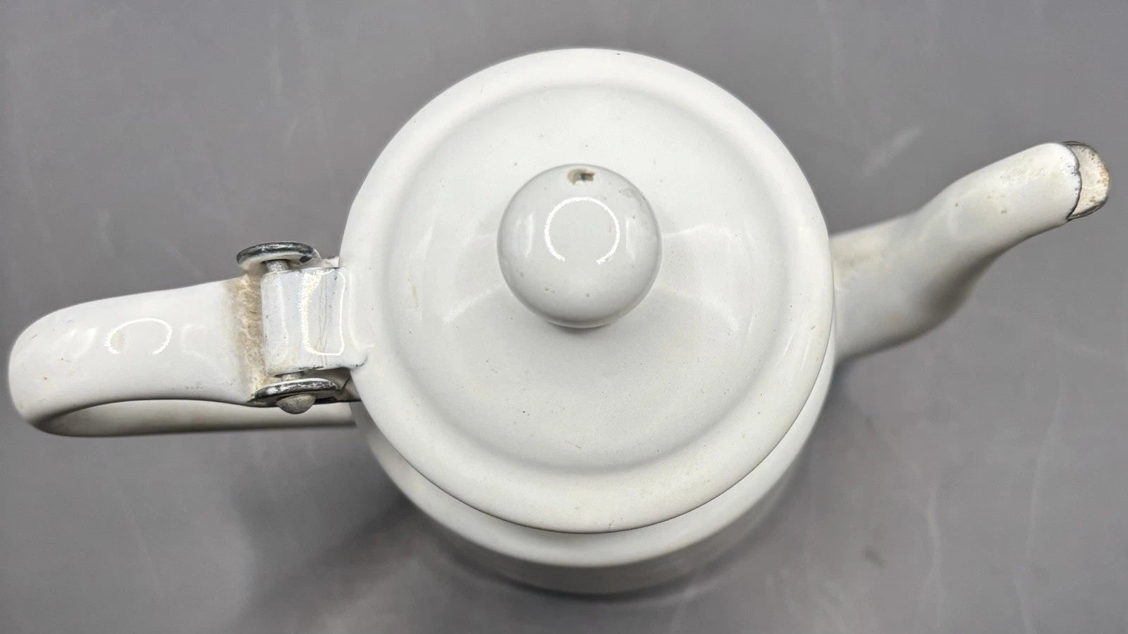 Vintage Miniature White Enamel Teapot Small Tea Kettle w/ Hinged Lid | eBay