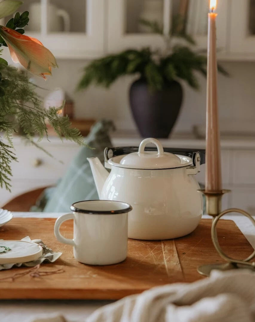 2.7-qt STPGOODS Ivory Enamel Kettle Stovetop Teapot Vintage Enamel Tea Pot | eBay