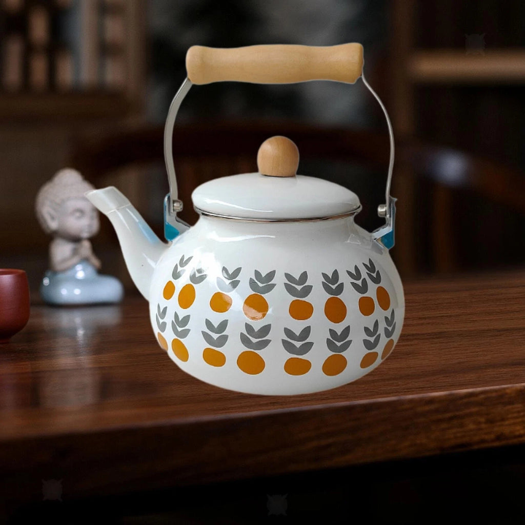 Enamel Teapot Coffee Pot 2.5L Large Capacity with Handle Vintage Porcelain Tea | eBay