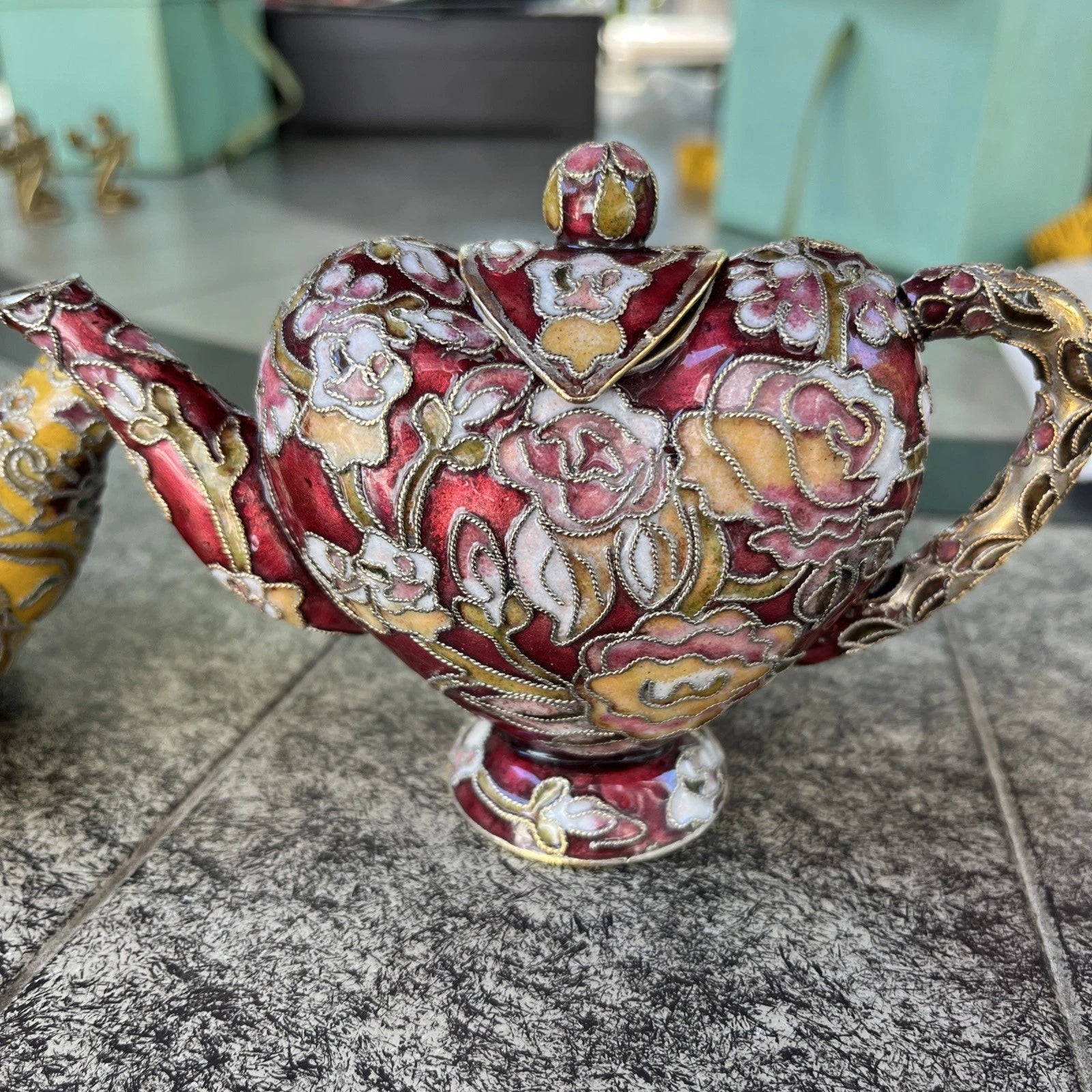 VTG Multi-Colored Miniature Tea Pot With Floral Design X2 | eBay