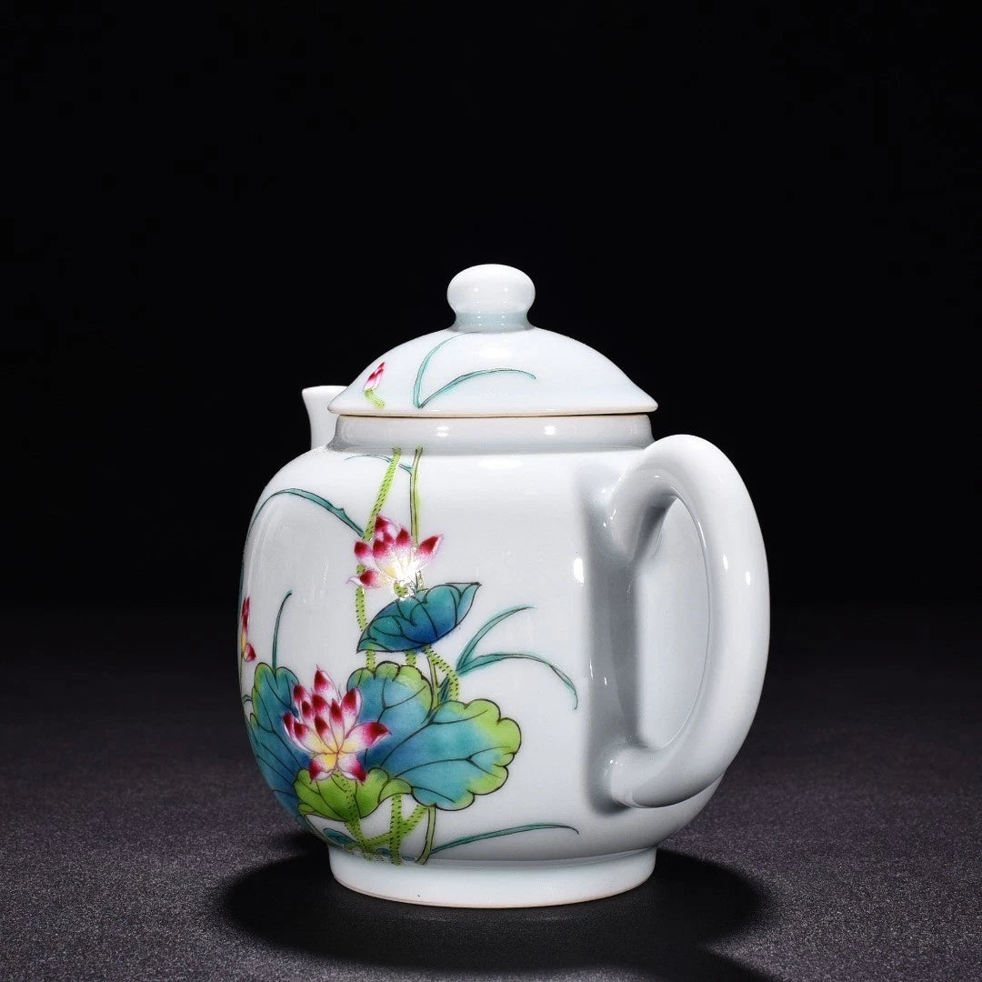 6.7" China Old Vintage Qing Yongzheng Mark Porcelain Colour Enamels Lotus Teapot | eBay