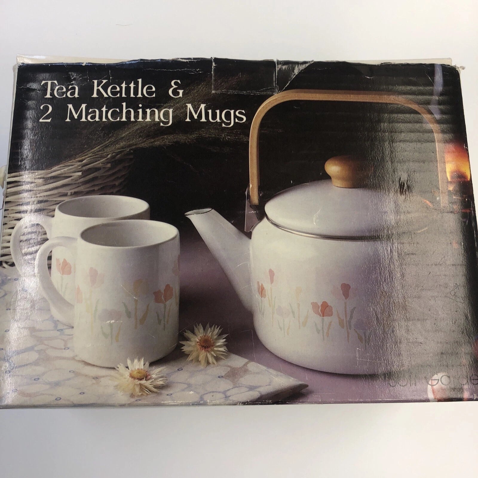 LINCOWARE Tea Kettle 2 Qt Porcelain Enamel on Steel Soft Gardens With 2 Mugs New | eBay