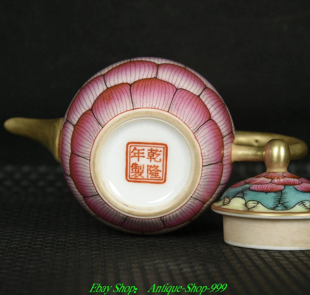 4"Qianlong Marked Enamel Colour Porcelain Gilt Lotus flower Pattern Teapot Plate | eBay