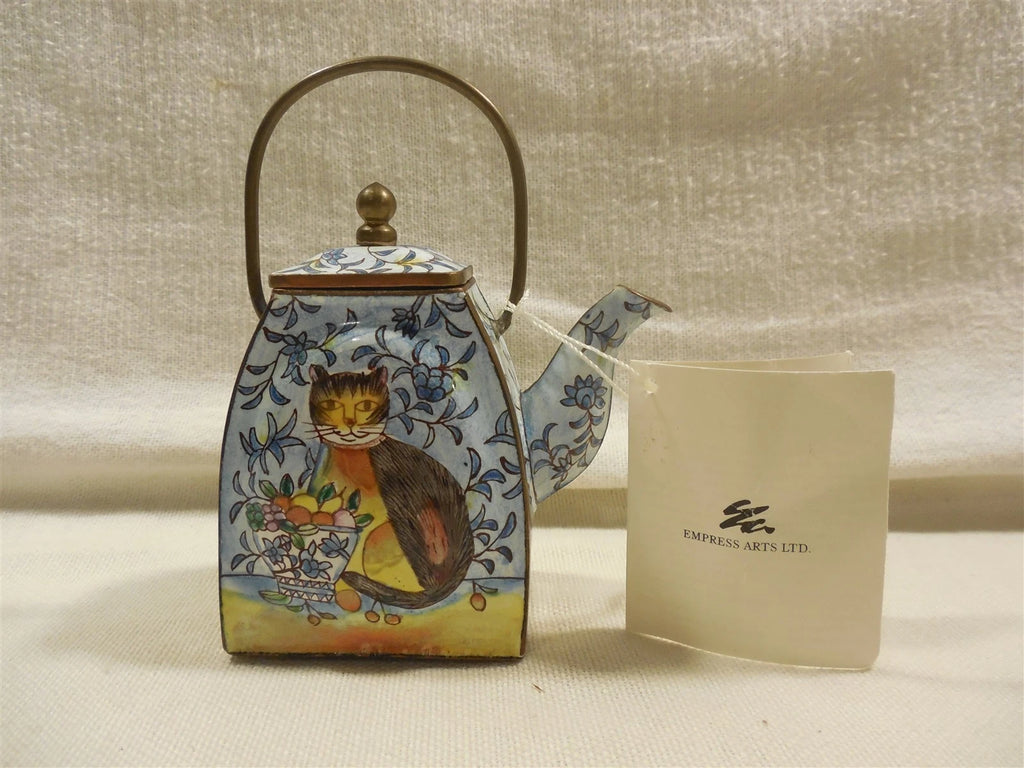 Vintage 2000 Empress Arts Enamel Teapot Cat with Fruit Basket | eBay