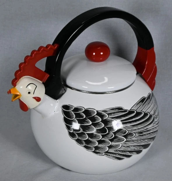 Vintage 1986 MMII Kamenstein Enamel Chicken Rooster Whistling Kettle Tea Pot | eBay
