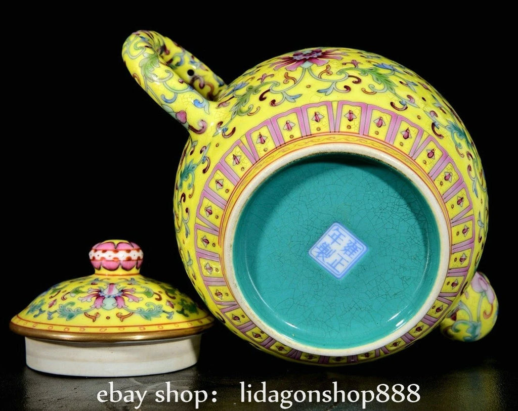 6.8" Qing Yongzheng Marked Enamel Porcelain Flower Leaf Pattern Wine Tea Pot | eBay