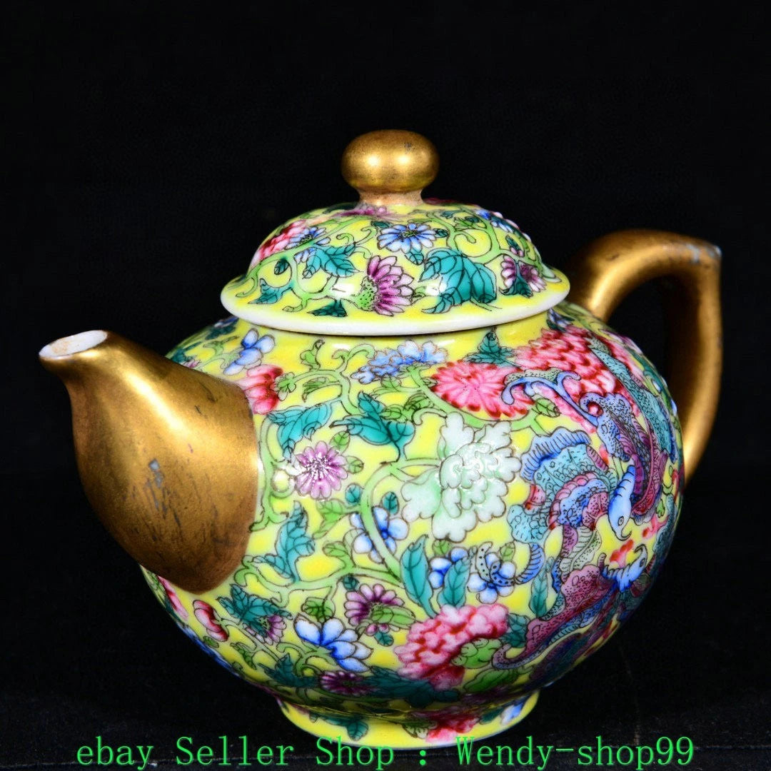 4" YongZheng Marked Colour Enamel Porcelain Gilt Flower Pattern Butterfly Teapot | eBay