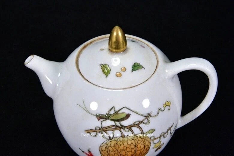 4.7" Yongzheng Year Colour Enamel Porcelain Fruit insect Wine Tea Pot Flagon | eBay