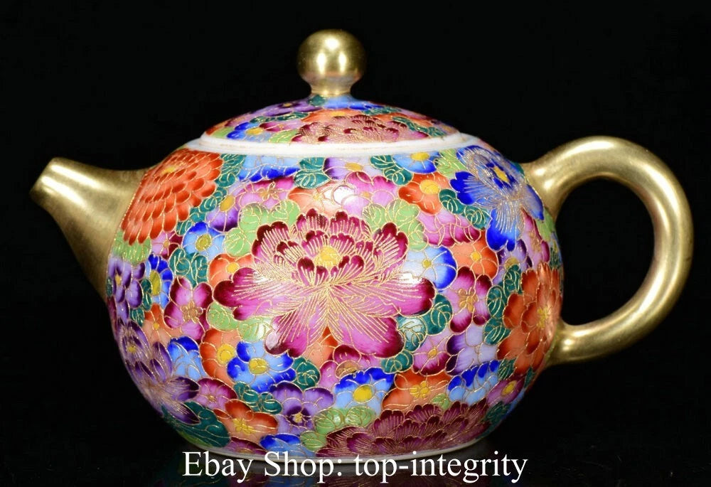 5.5" Marked Chinese Colour enamels Porcelain Flower Handle Teapot Kettle | eBay