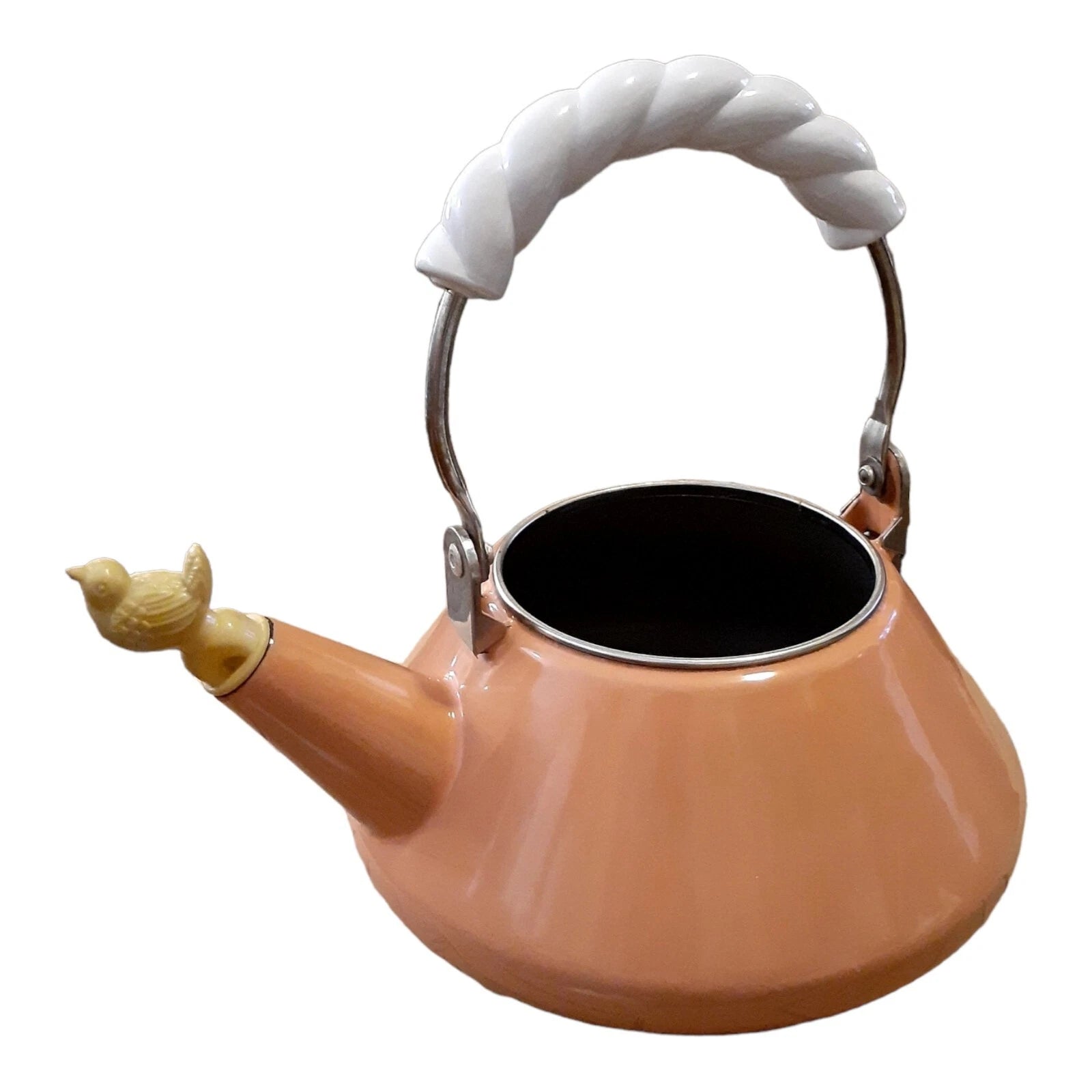 Vtg Pink Enamel Teapot Kettle Wood Handle 1980s Mauve Planter | eBay