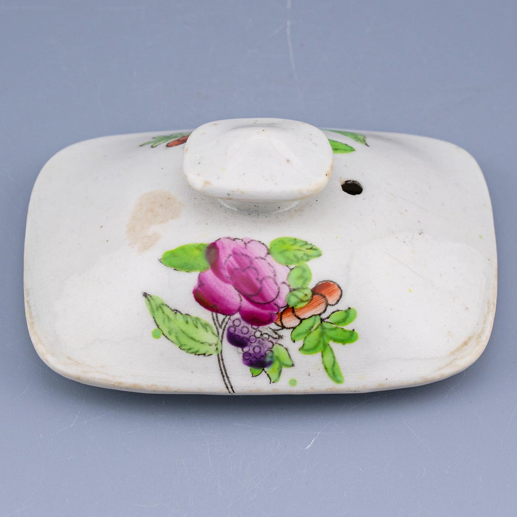 Antique English Porcelain Teapot Cover Floral Enamel Painted 19th Century | eBay