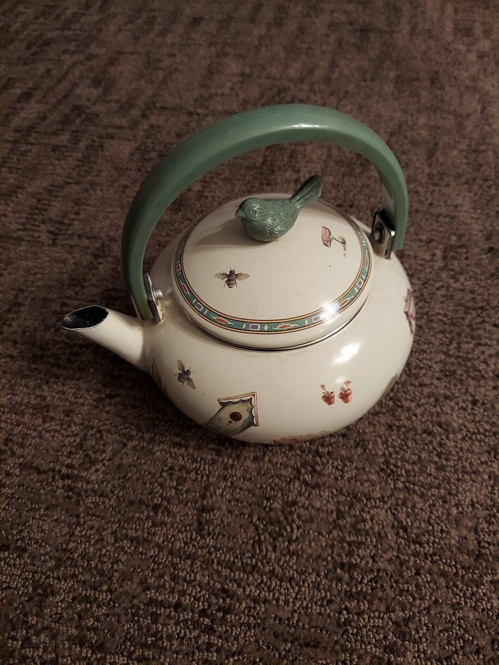 Pfaltzgraff Naturewood Metal Porcelain Enamel Tea Pot Kettle - Used | eBay