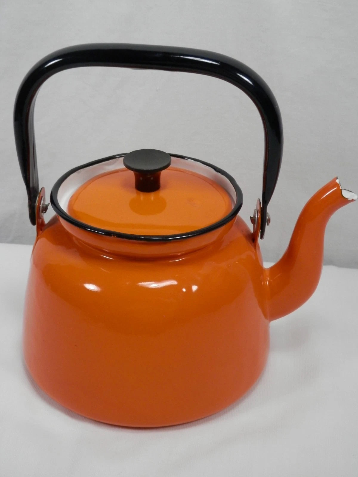 Huta Silesia Orange Enameled Tea Kettle Excellent Vintage retro teapot | eBay