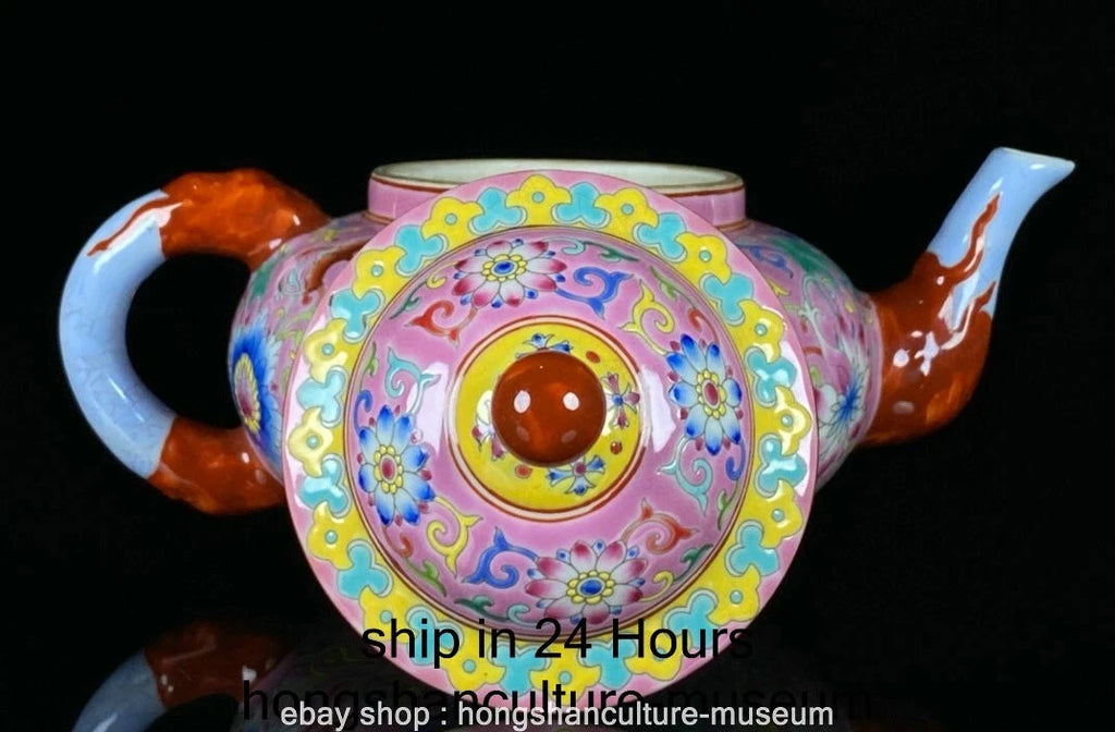 7.6" Qing Yongzheng Marked Enamel Porcelain Flower Leaf Pattern Wine Tea Pot | eBay