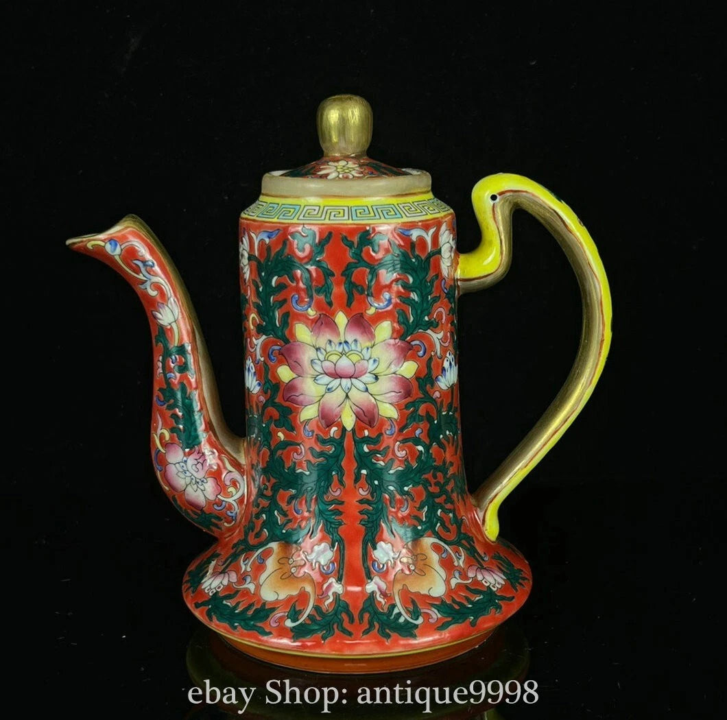 5.7'' Qing Yongzheng Enamel Color Porcelain Gilt Flower Bat Wine Tea Pot Flagon | eBay