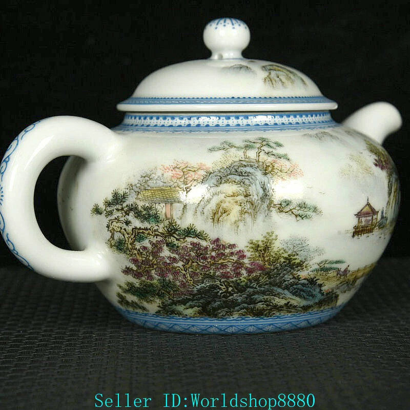 6.4'' Qianlong Marked Old China Enamel Color Porcelain Landscape Pattern Teapot | eBay