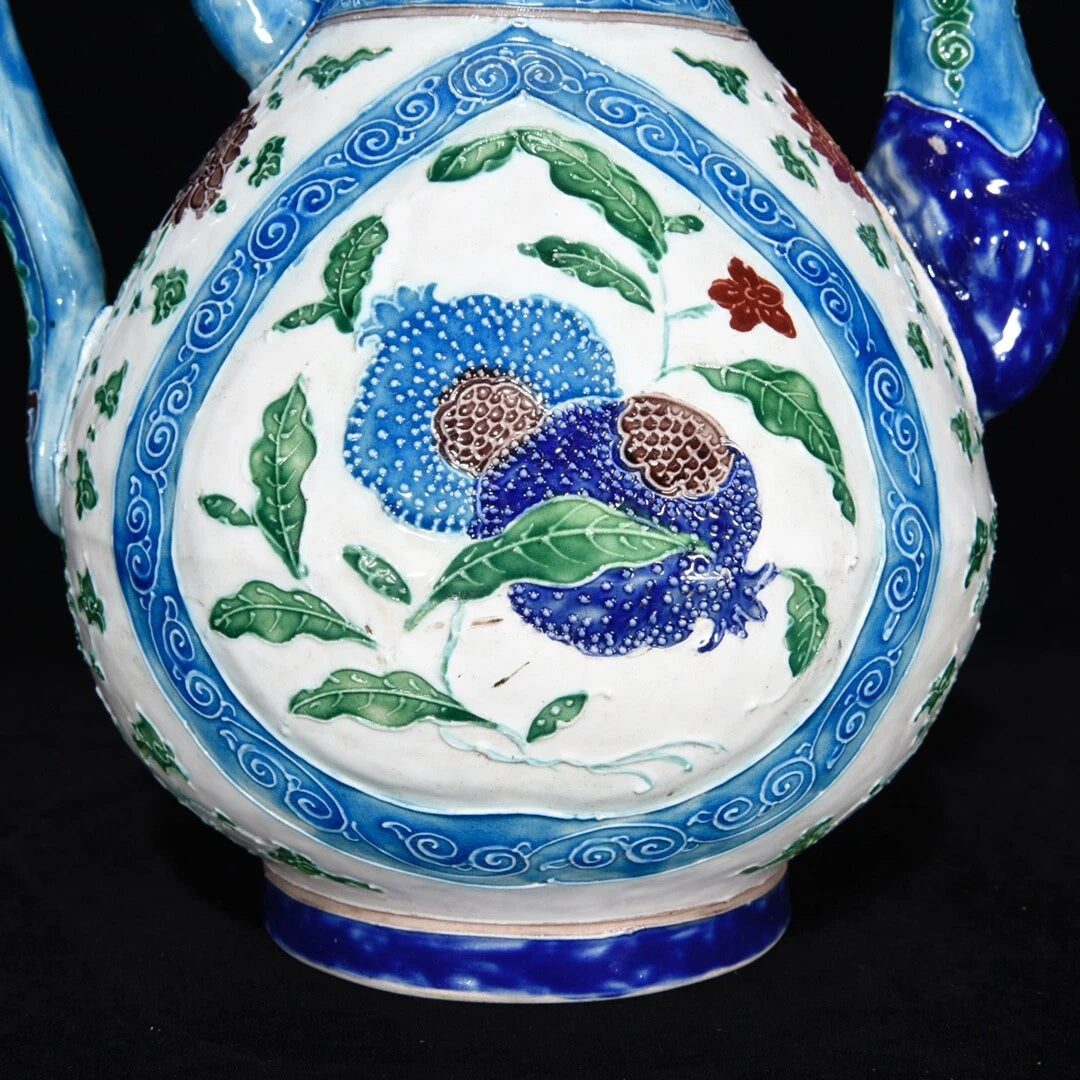 10.2" China Porcelain ming dynasty yongle mark colour enamels peach lotus Teapot | eBay