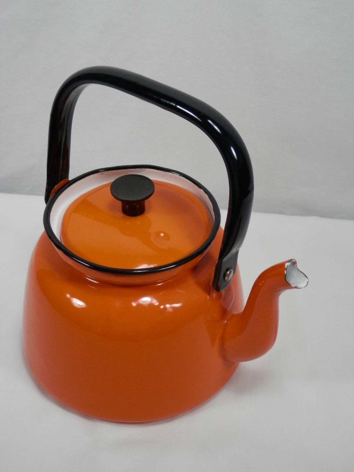 Huta Silesia Orange Enameled Tea Kettle Excellent Vintage retro teapot | eBay