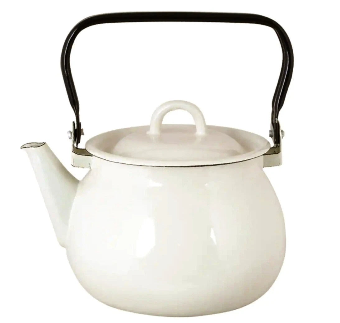 2.7-qt STPGOODS Ivory Enamel Kettle Stovetop Teapot Vintage Enamel Tea Pot | eBay