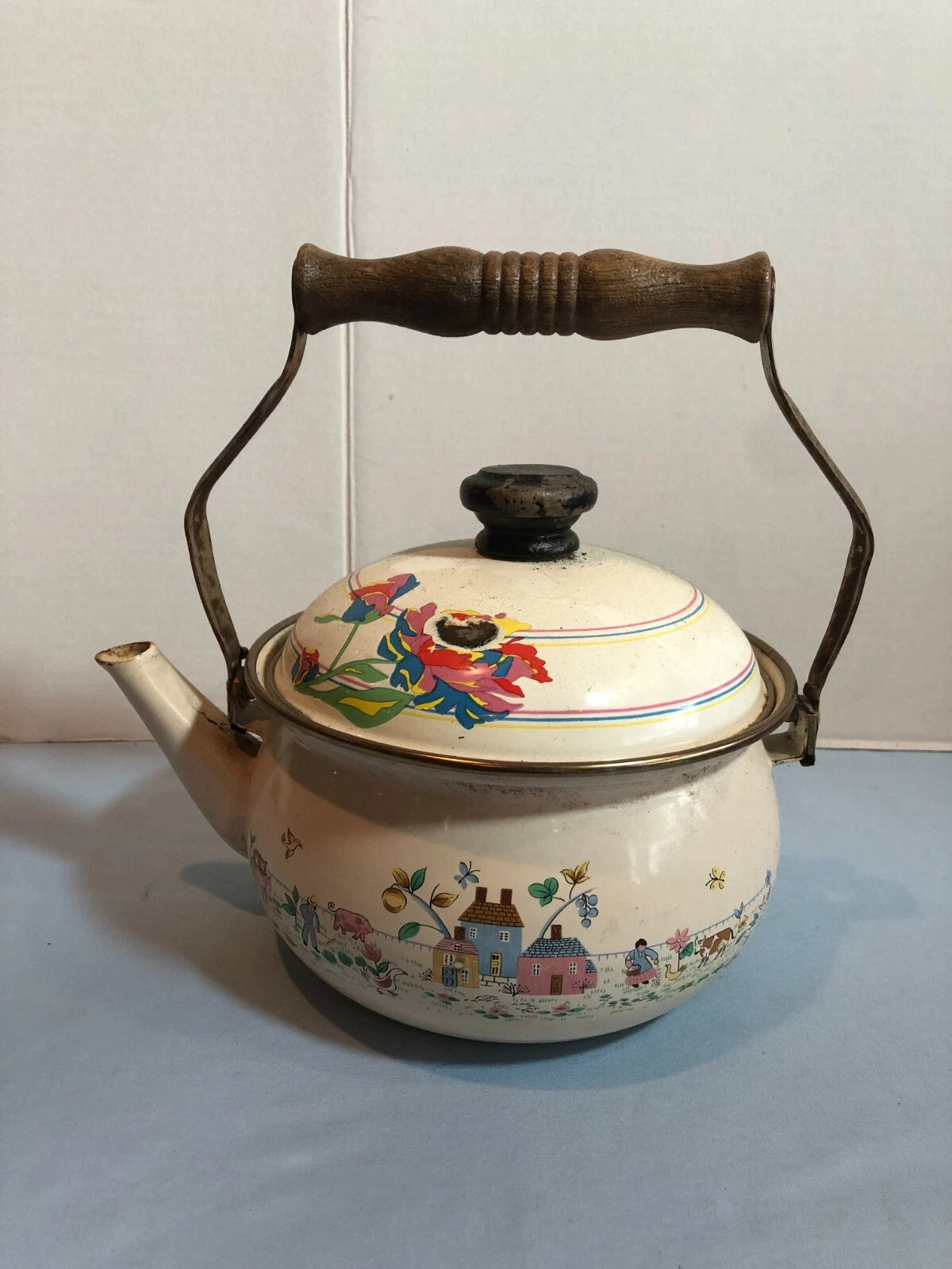 VINTAGE Enamel Teapot Tea Kettle #F44 | eBay