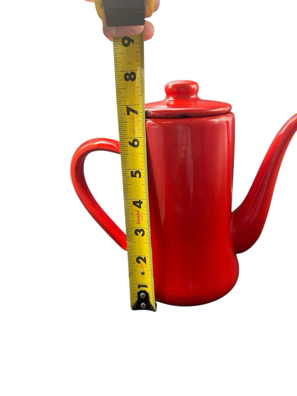 Vtg Fujii Co Slim Pot Red Drip Coffee Tea Kettle Enamel Ware Japan | eBay