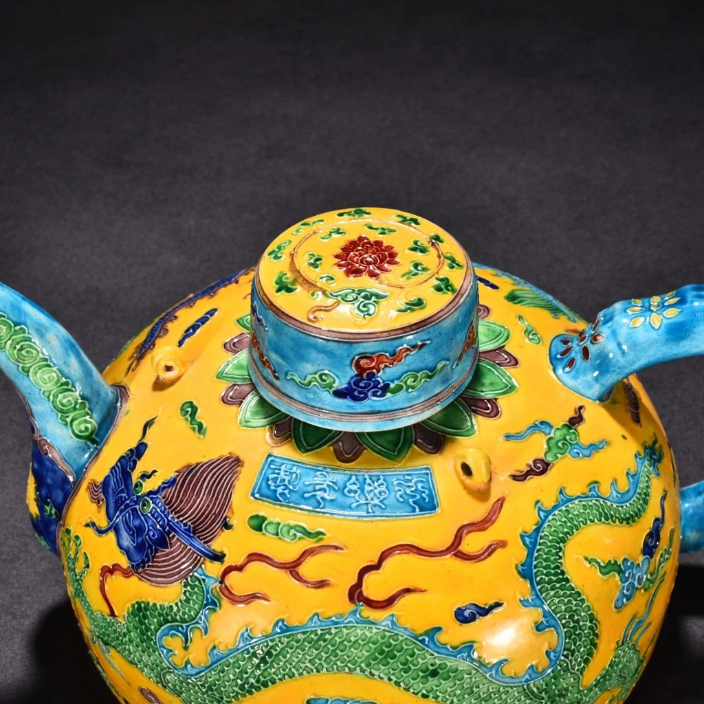 10.2" Old Antique Ming Yongle Mark Porcelain Colour Enamels Bamboo Joint Teapot | eBay