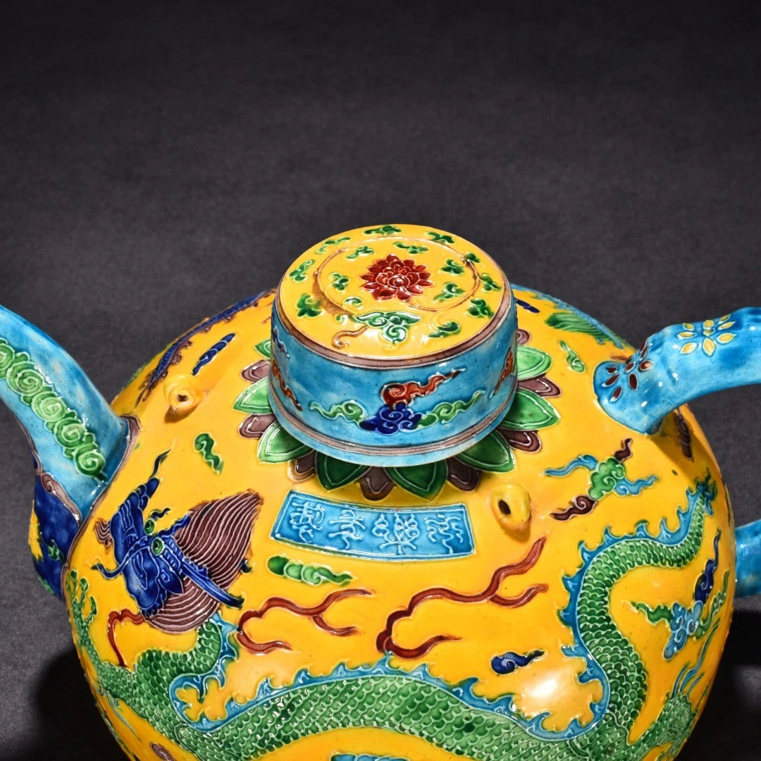 10.2" Old Antique Ming Yongle Mark Porcelain Colour Enamels Bamboo Joint Teapot | eBay