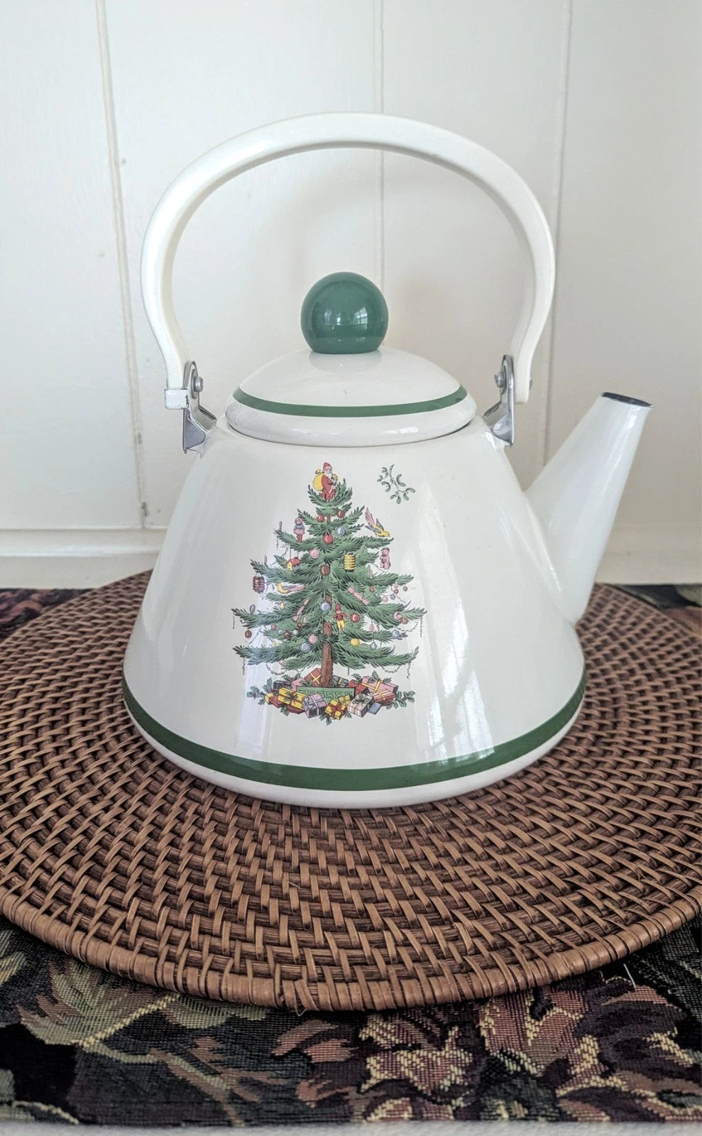 Spode Christmas Tree Pattern Porcelain Enamel on Steel 7.5 qt.b Tea Kettle /Lid | eBay