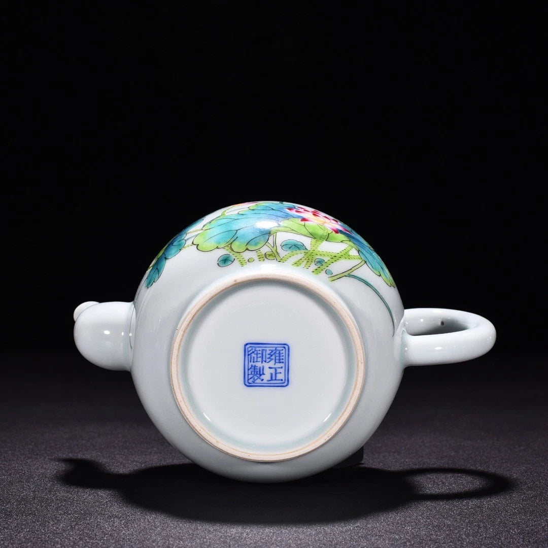 6.7" China Old Vintage Qing Yongzheng Mark Porcelain Colour Enamels Lotus Teapot | eBay