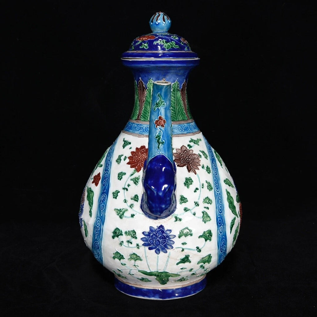 10.2" China Porcelain ming dynasty yongle mark colour enamels peach lotus Teapot | eBay
