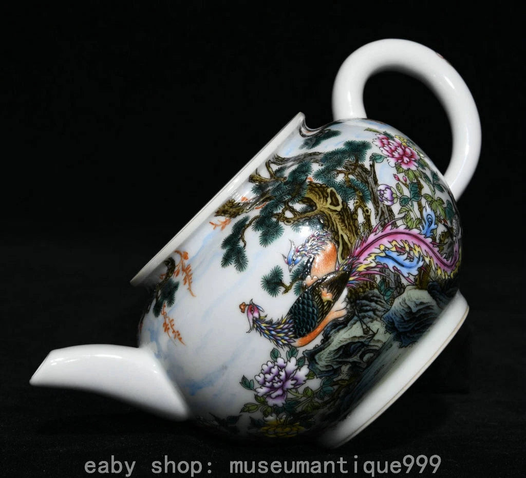 5.6" Old China Yongzheng Marked Colour Enamel Porcelain Phoenix Pine Teapot Pot | eBay