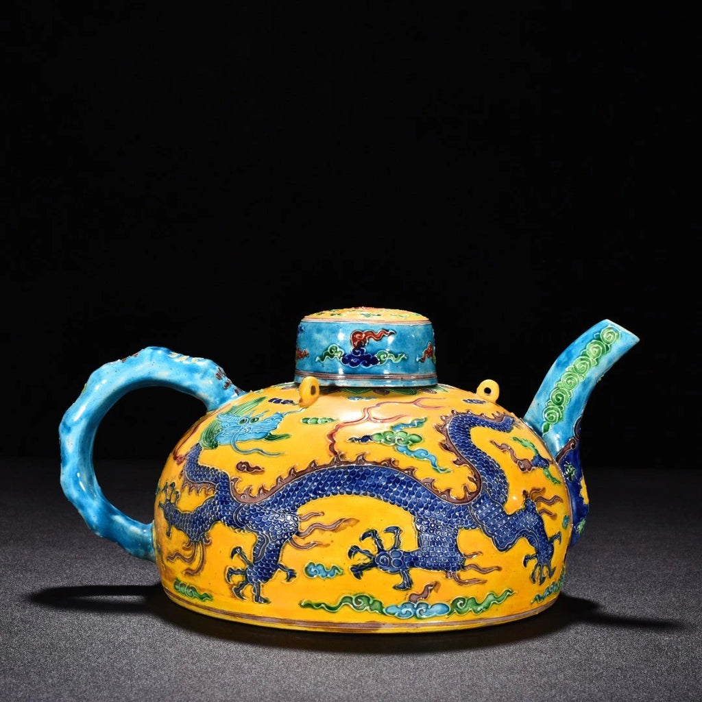 10.2" Old Antique Ming Yongle Mark Porcelain Colour Enamels Bamboo Joint Teapot | eBay