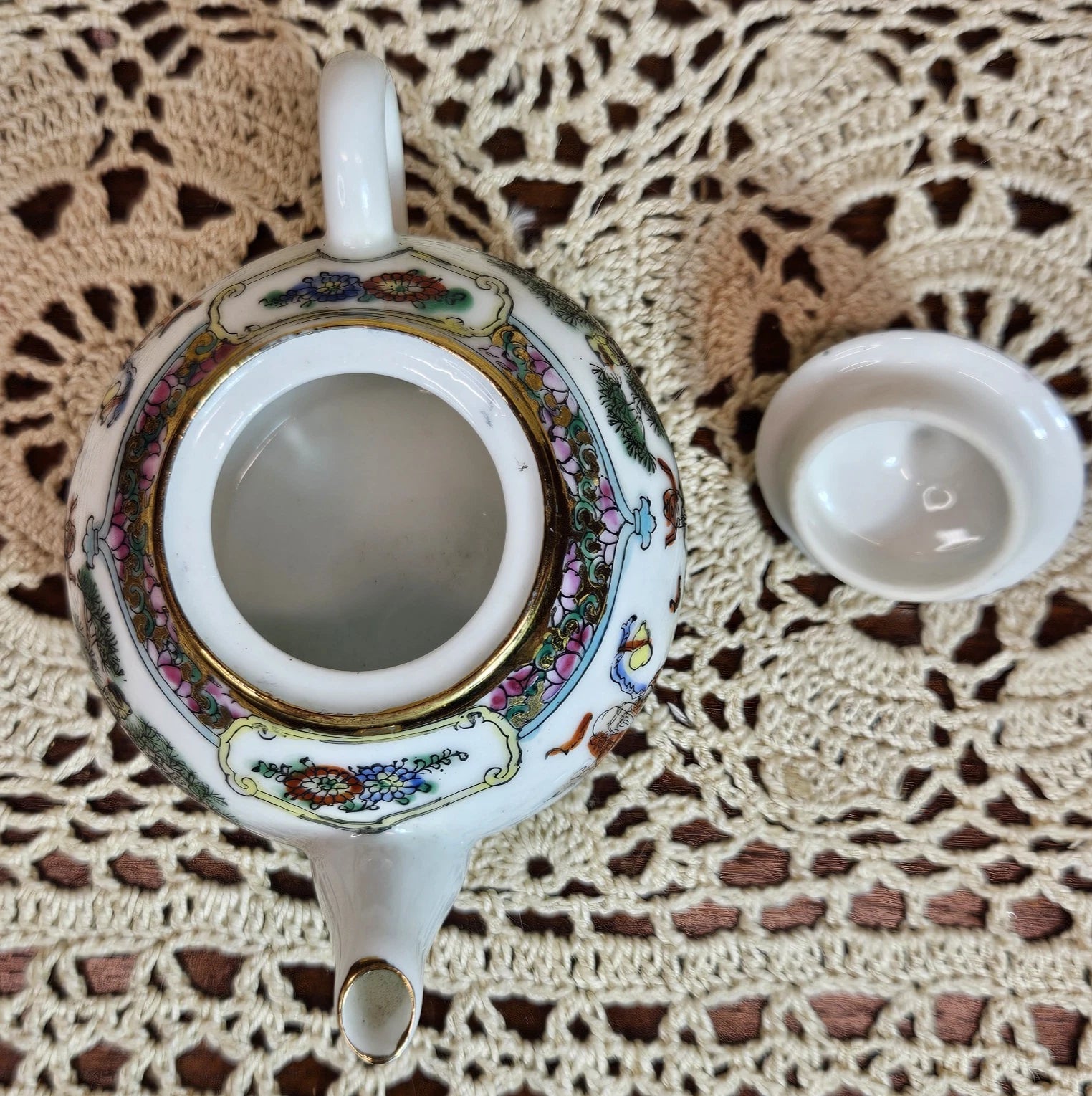 8 Piece Vintage Miniature Enamel on Porcelain Asian Teapot & Tea Cups | eBay