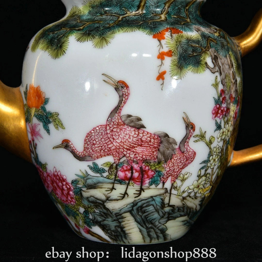 6.4"Yongzheng Marked Enamel Porcelain Gilt Flower Birds Tree Pattern Wine Teapot | eBay