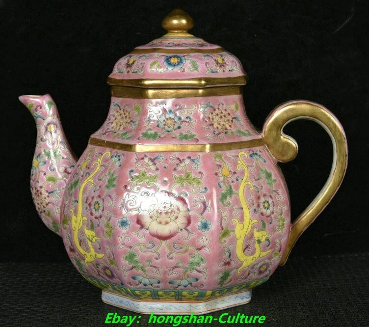6.8" Yongzheng Enamel Colour Porcelain Gilt Dragon Lotus Wine Tea Pot Flagon | eBay