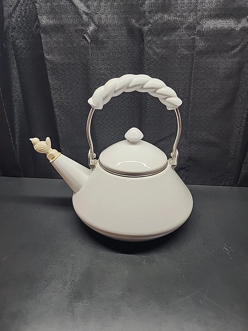 Vintage White Enameled Whistling Bird Teapot | eBay