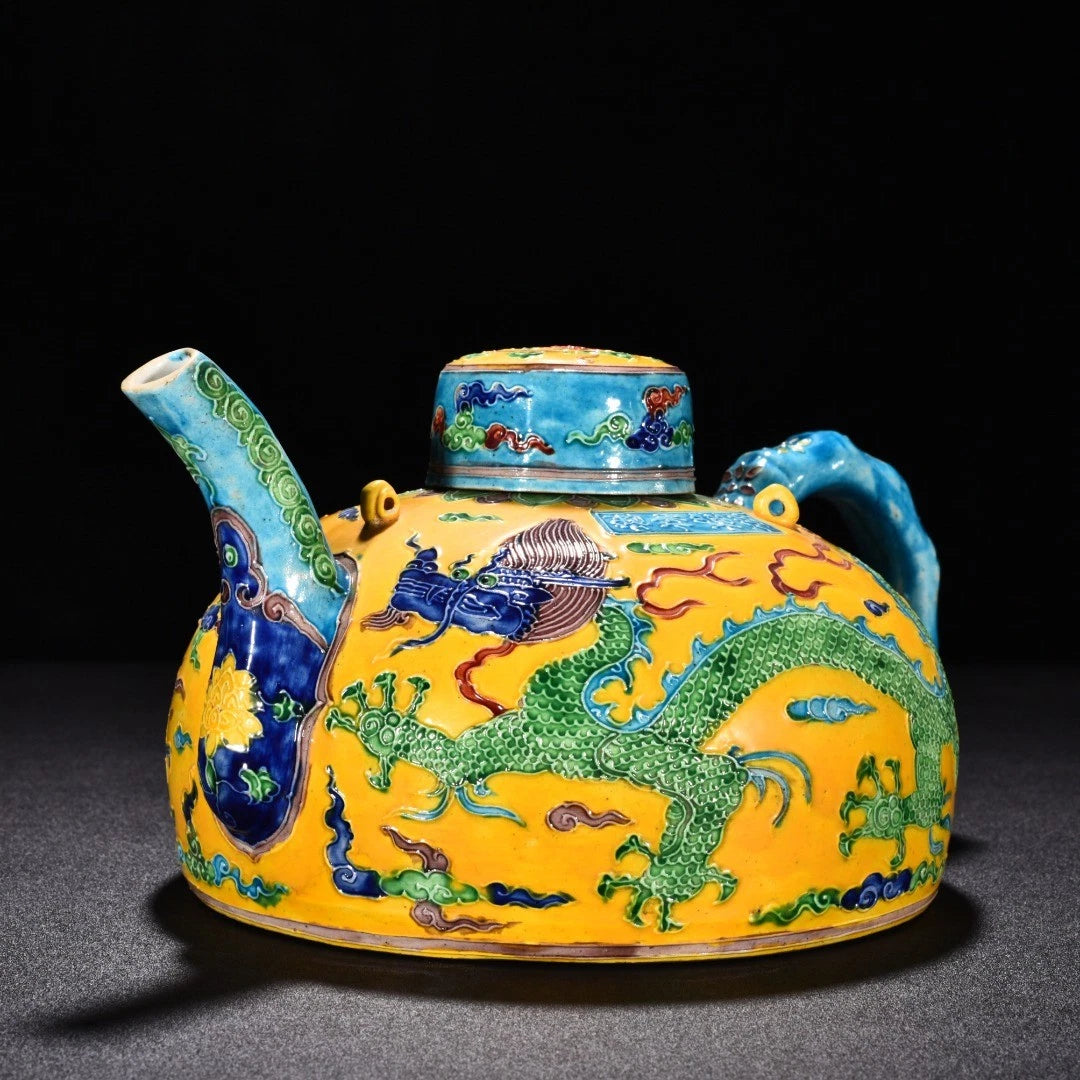 10.2" Old Antique Ming Yongle Mark Porcelain Colour Enamels Bamboo Joint Teapot | eBay
